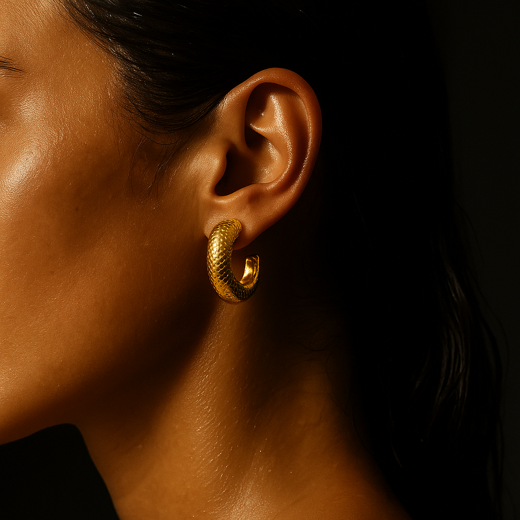 Nella Fish Scale Medium Hoop Earring