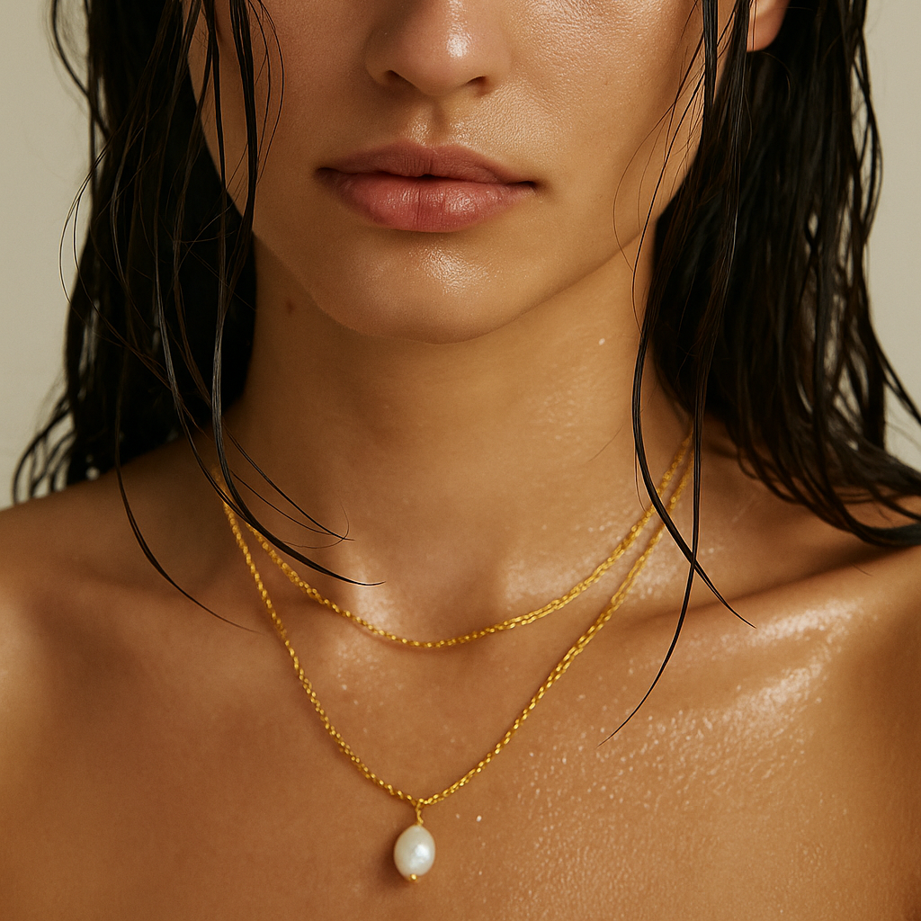 Jalen Double Chain Pearl Necklace