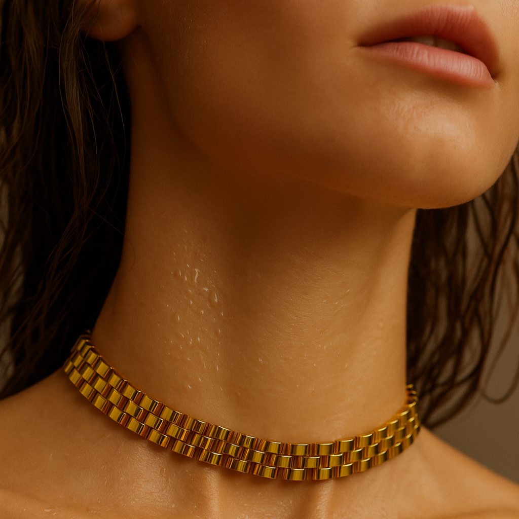 Onyx Watch Band Choker Necklace