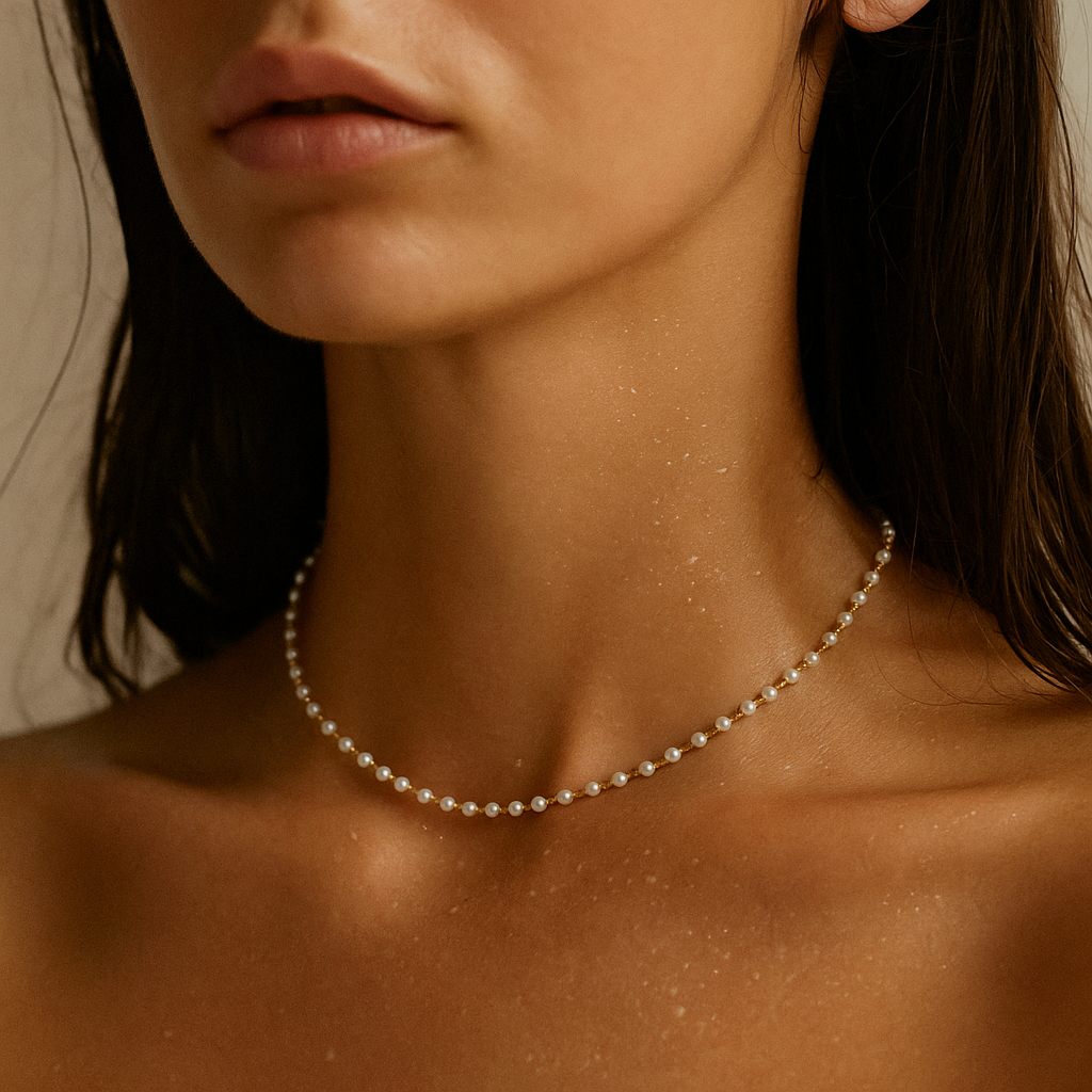 Sheena Dainty Pearl Choker Necklace