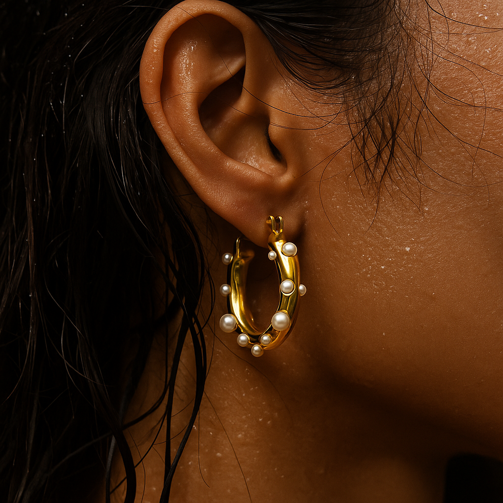 Nicoletta Pearl Hoop Earring