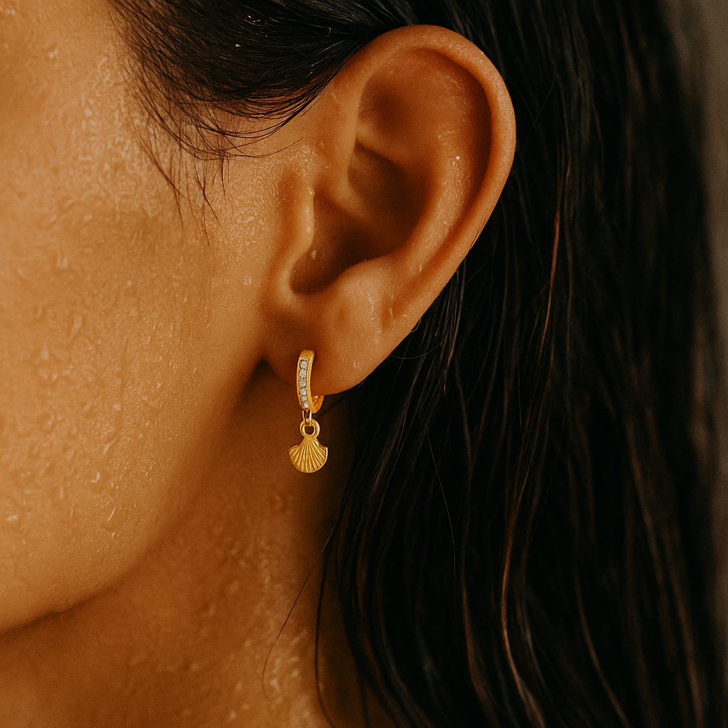 Citara Huggie Hoop Shell Earring