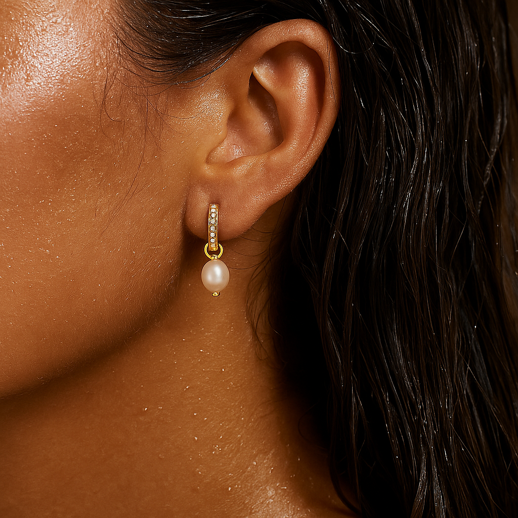 Georgie Huggie Hoop Pearl Earring