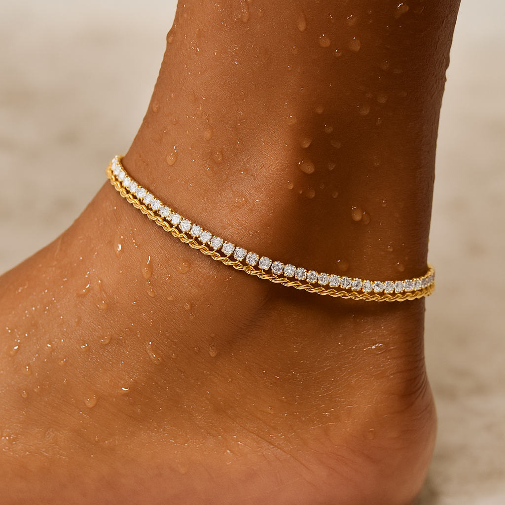 Elyse Double Chain Tennis Anklet