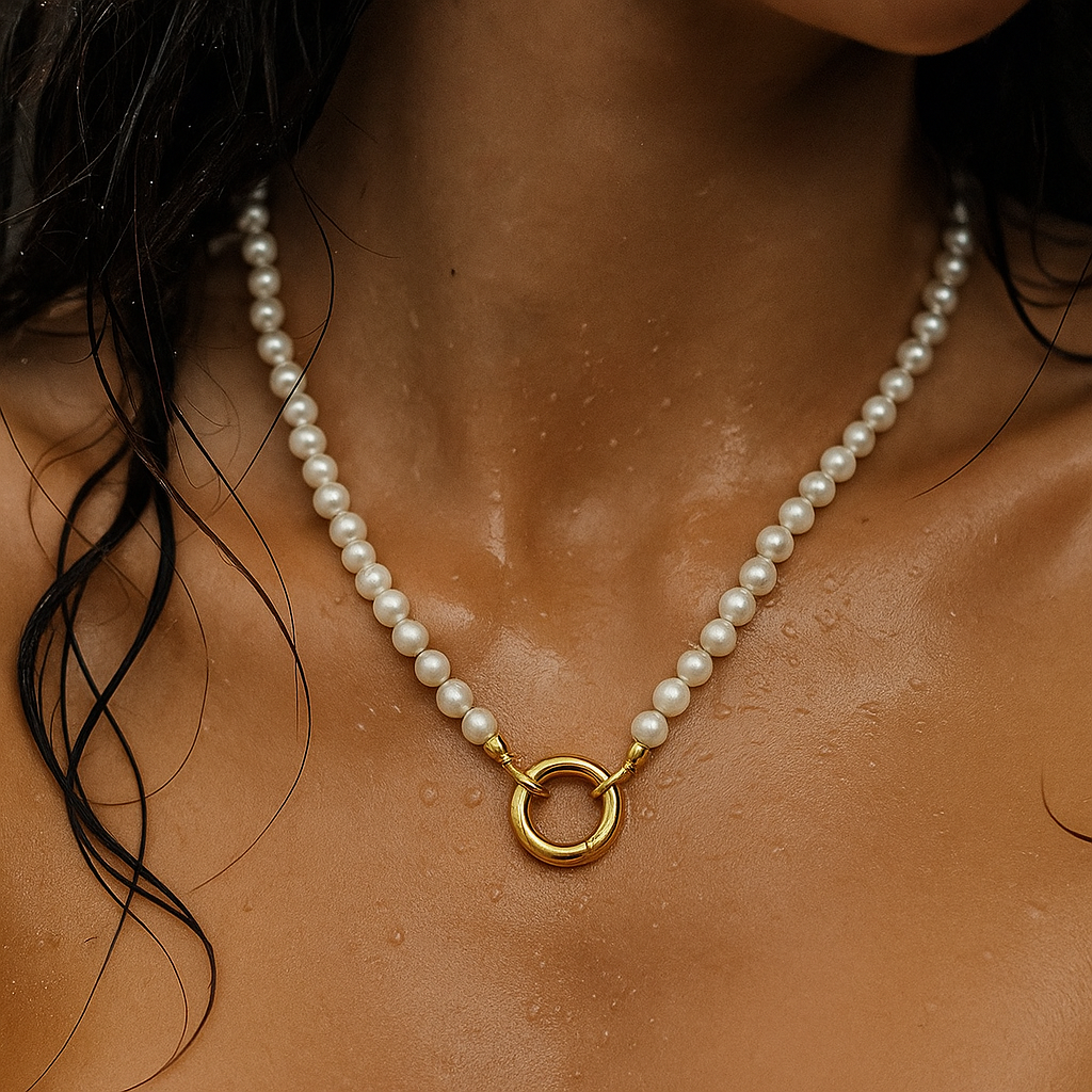 Angelica Pearl Push Clasp Necklace