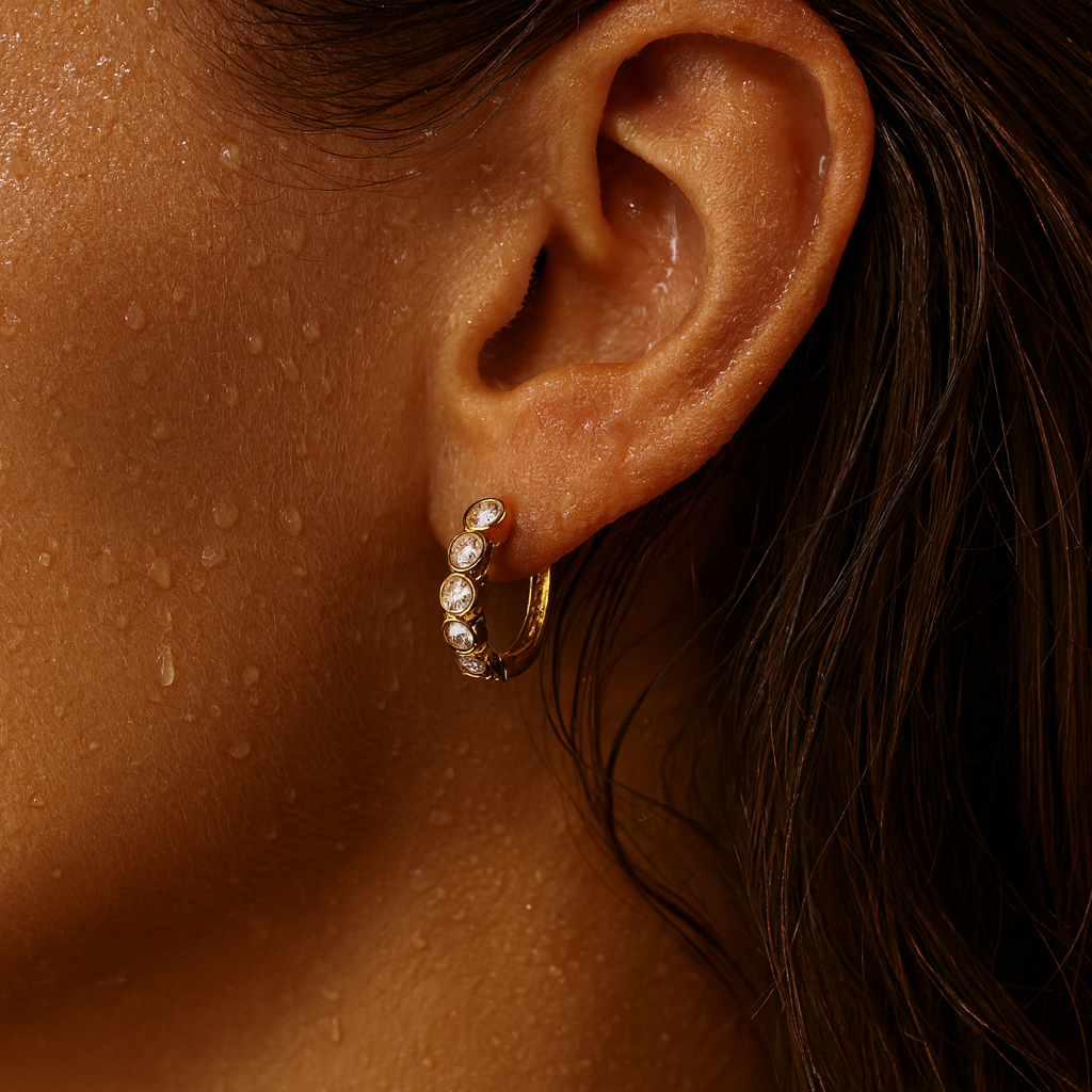 Varra Bezel Mini Hoop Earring