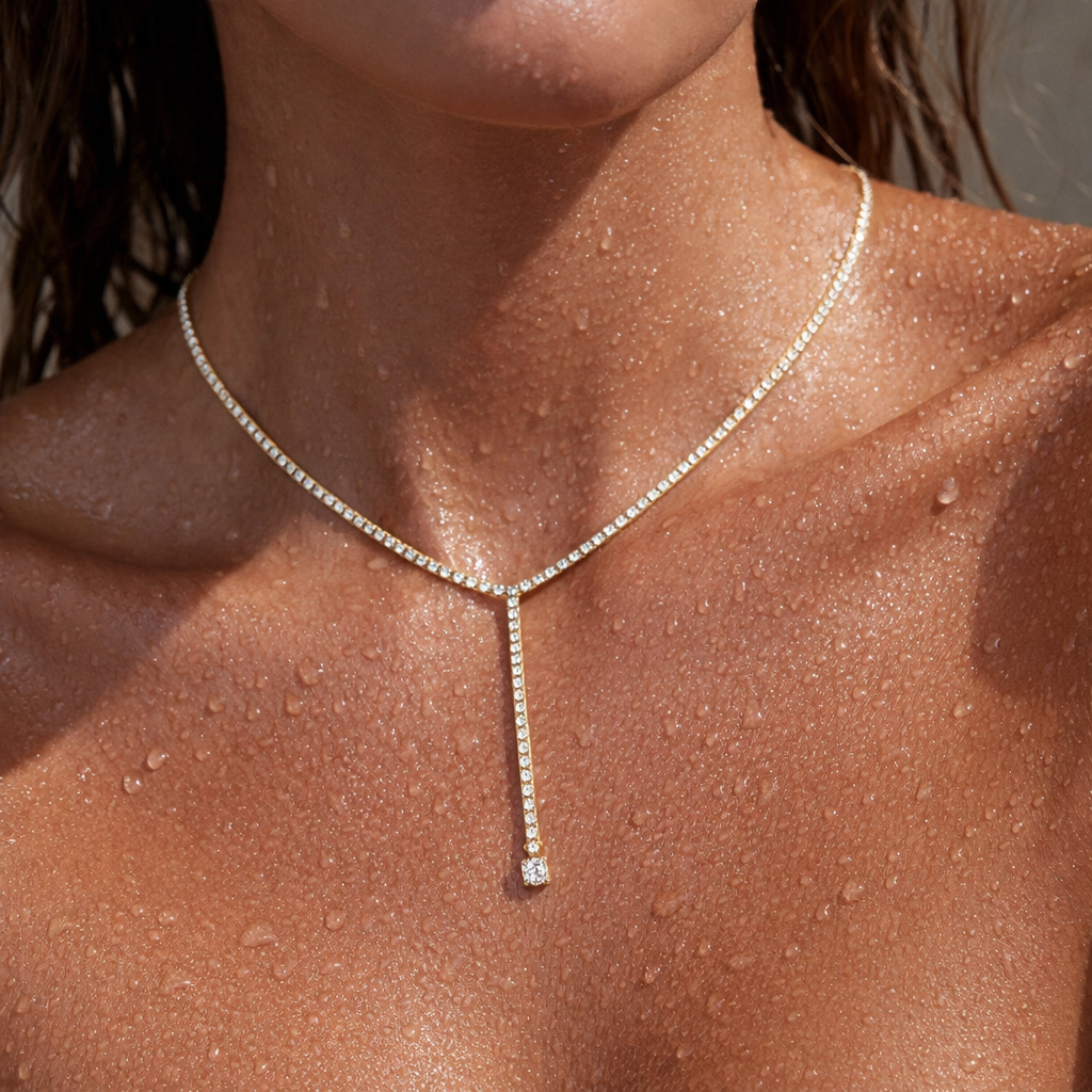 Jahzara Tennis Lariat Necklace
