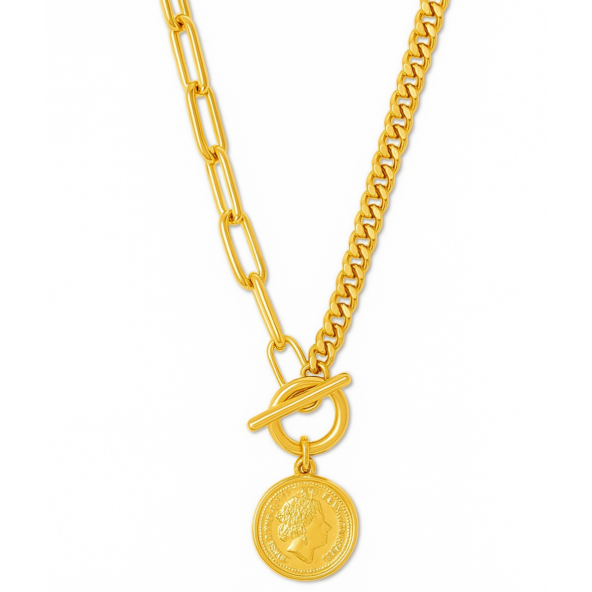 Stacie Toggle Chain Coin Necklace