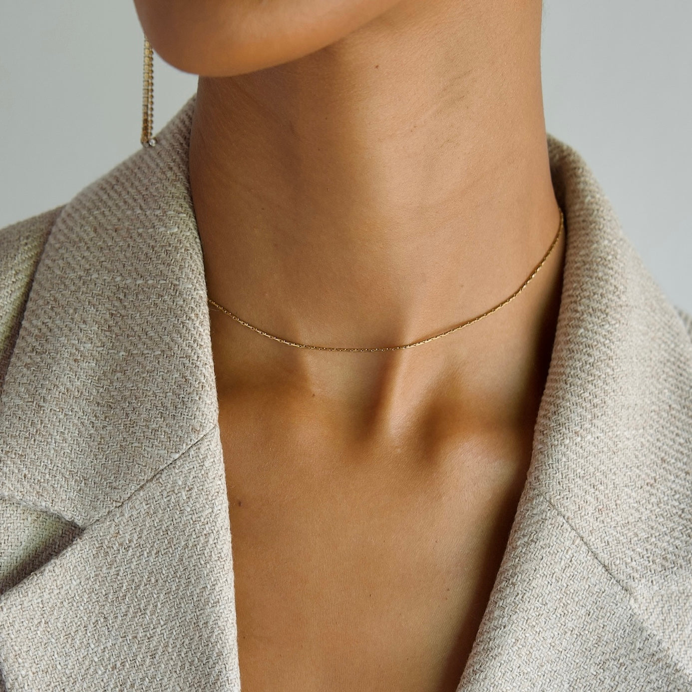Esther Long Box Chain Choker Necklace