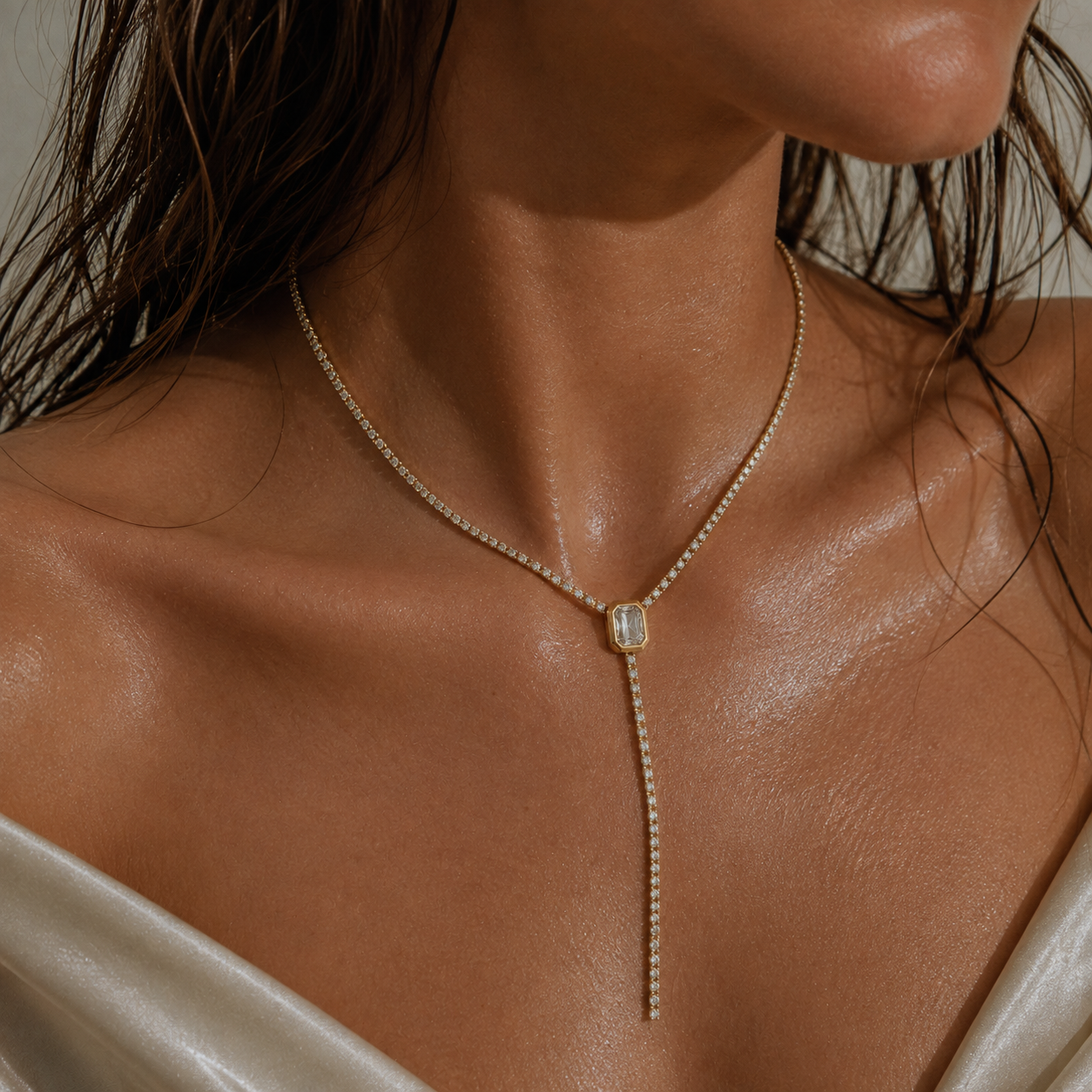 Isadora Radiant Tennis Lariat Necklace