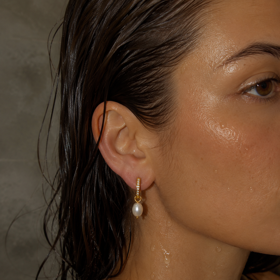 Georgie Huggie Hoop Pearl Earring
