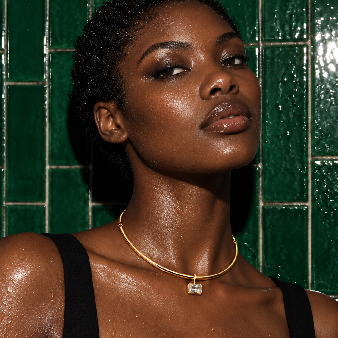 Noa Radiant Bezel Pendant Choker Necklace