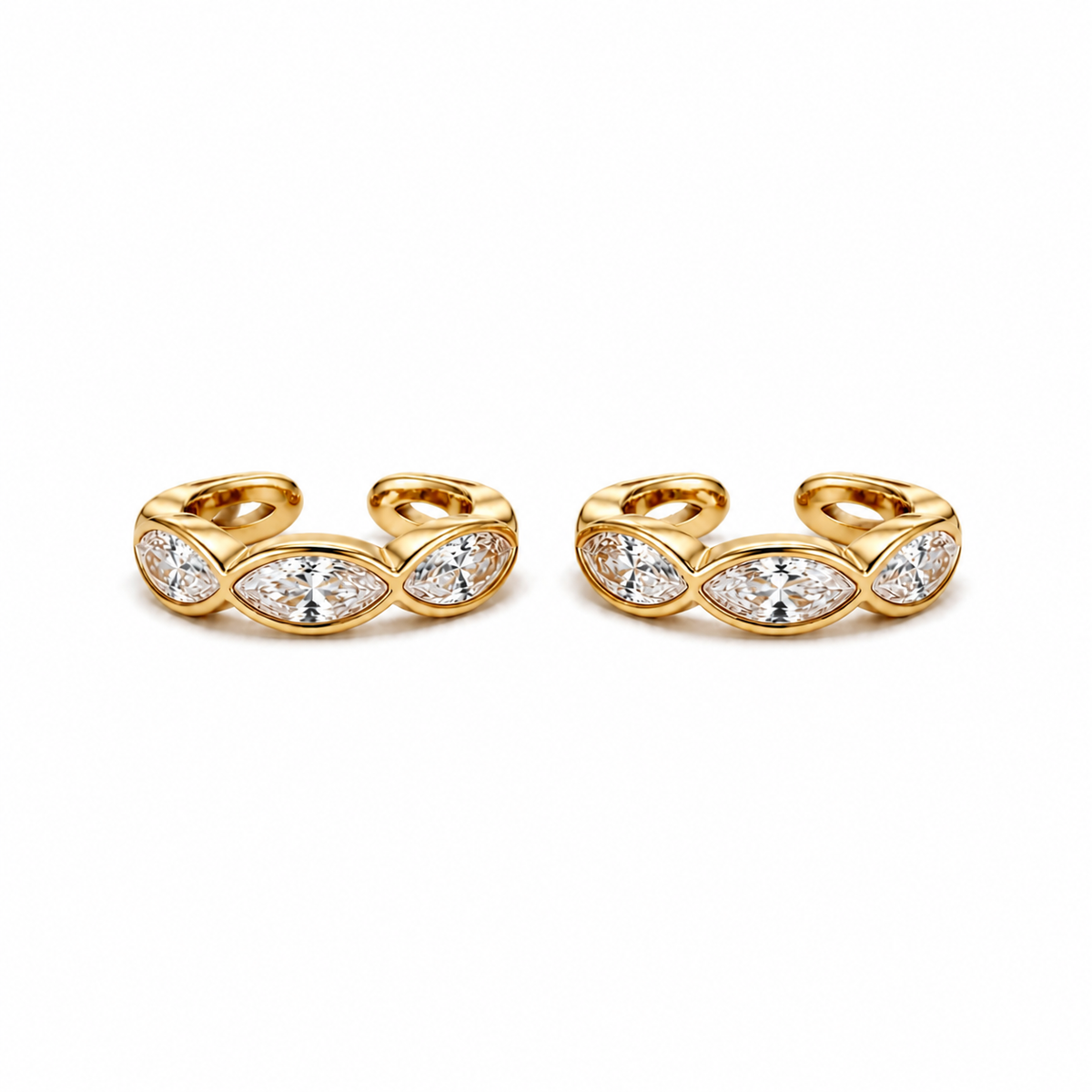Kaia Marquise Bezel Ear Cuff Set