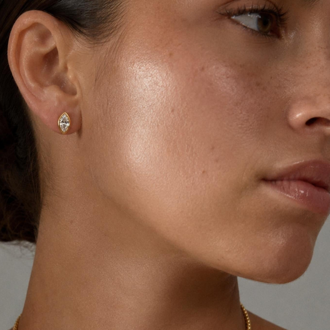 Solene Marquise Bezel Stud Earring