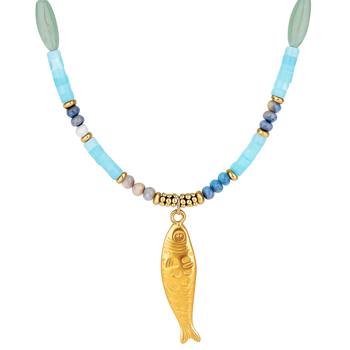 Akira Beaded Fish Pendant Necklace