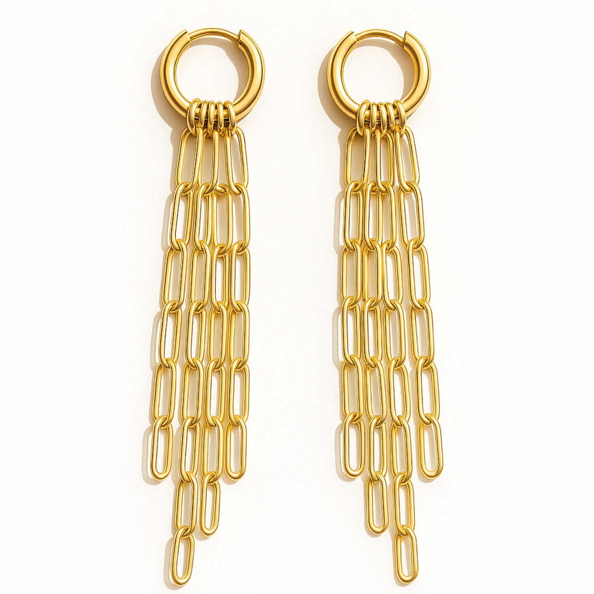 Olandria Drop Chain Huggie Hoop Earring