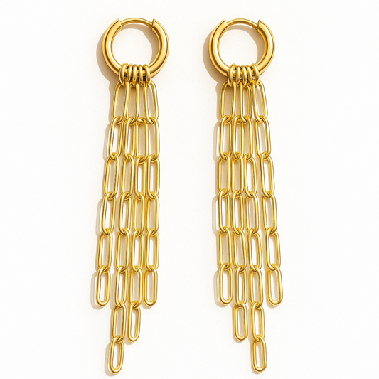 Olandria Drop Chain Huggie Hoop Earring