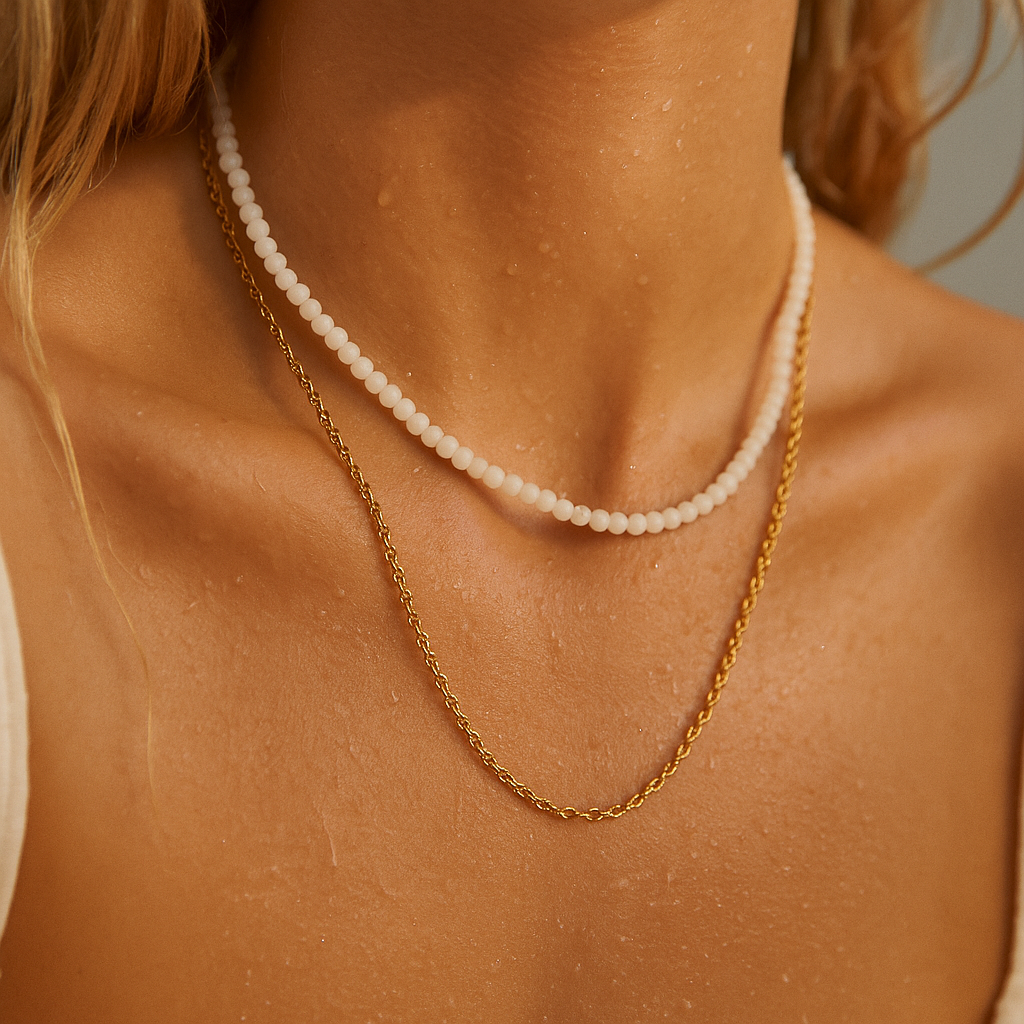 Brisa Double Chain Beaded Necklace