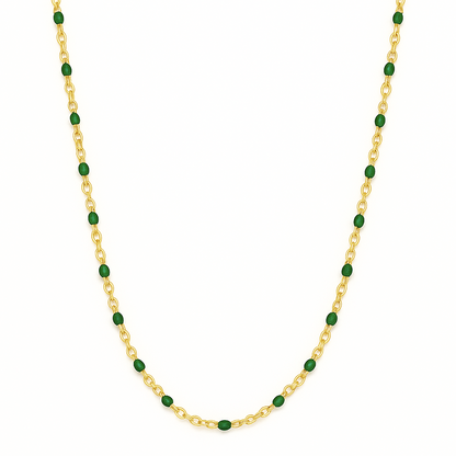 Evie Green Dainty Enamel Beaded Necklace