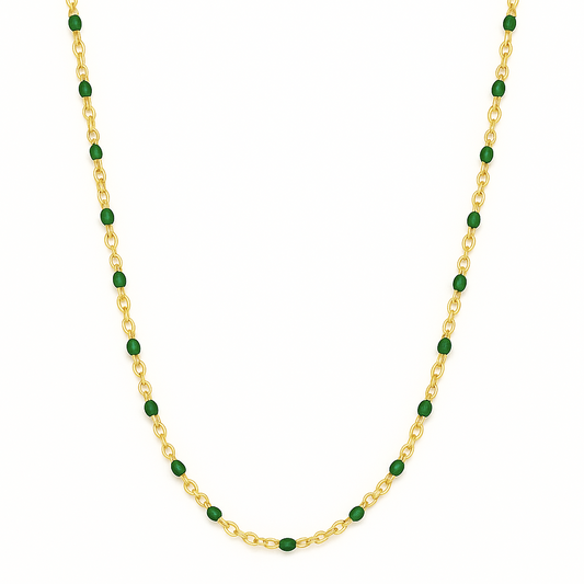 Evie Green Dainty Enamel Beaded Necklace