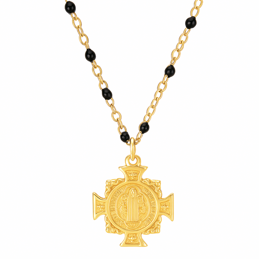 Zayla Cross Pendant Enamel Beaded Necklace