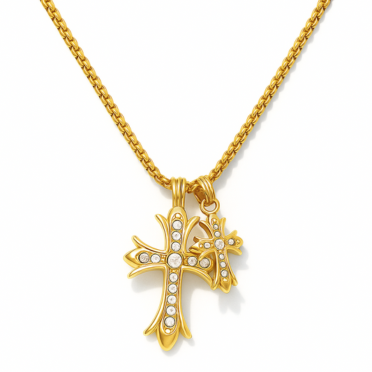 Lazara Double Cross Pendant Necklace