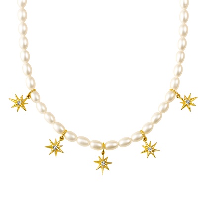Jett North Star Pearl Choker Necklace