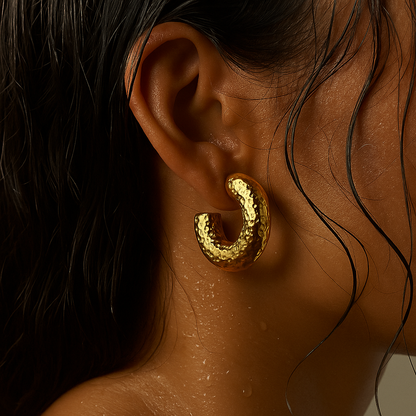 Kirby Hammered Tube Hoop Earing