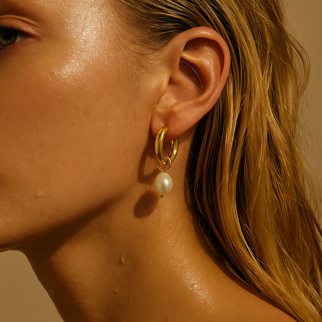 Melrose Mini Hoop Pearl Earring