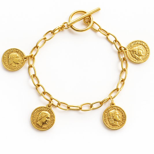 Toggle Chain Coin Charm Bracelet