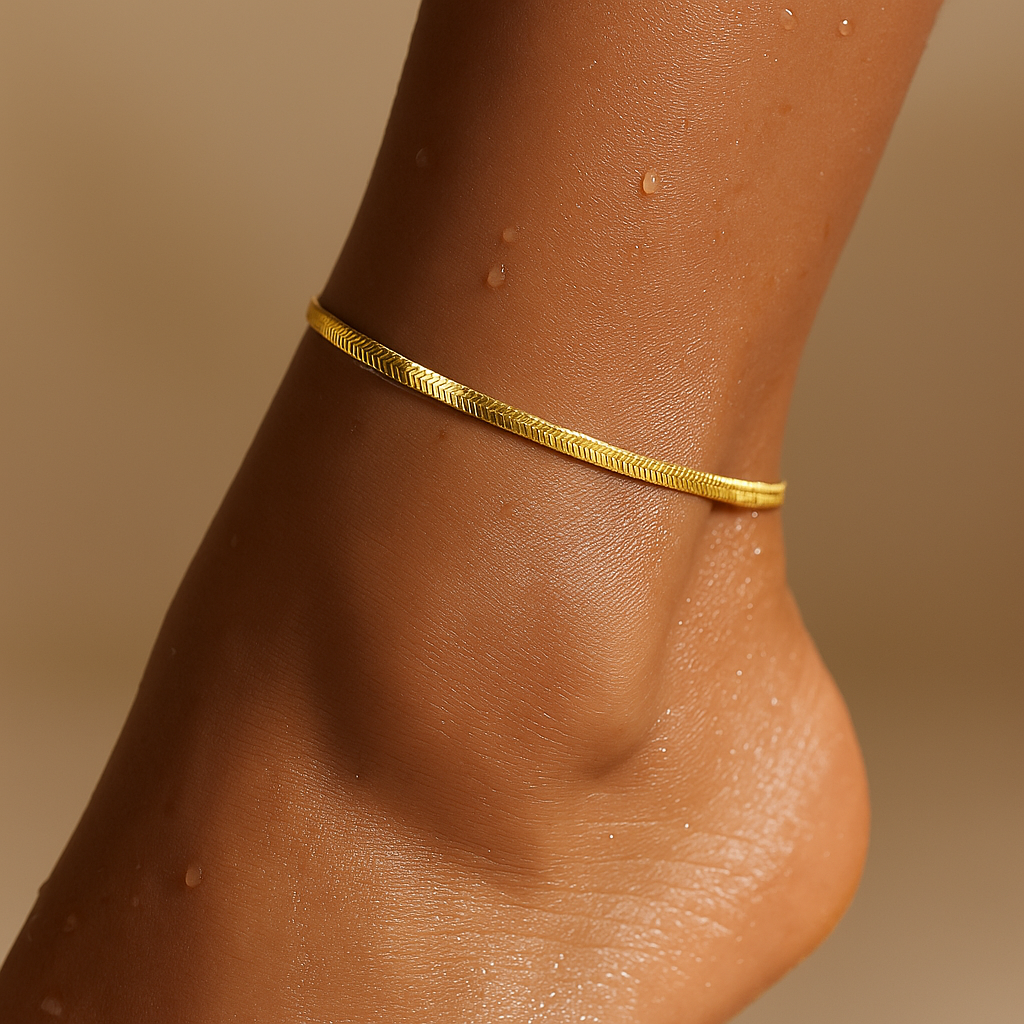 Nic Herringbone Chain Anklet