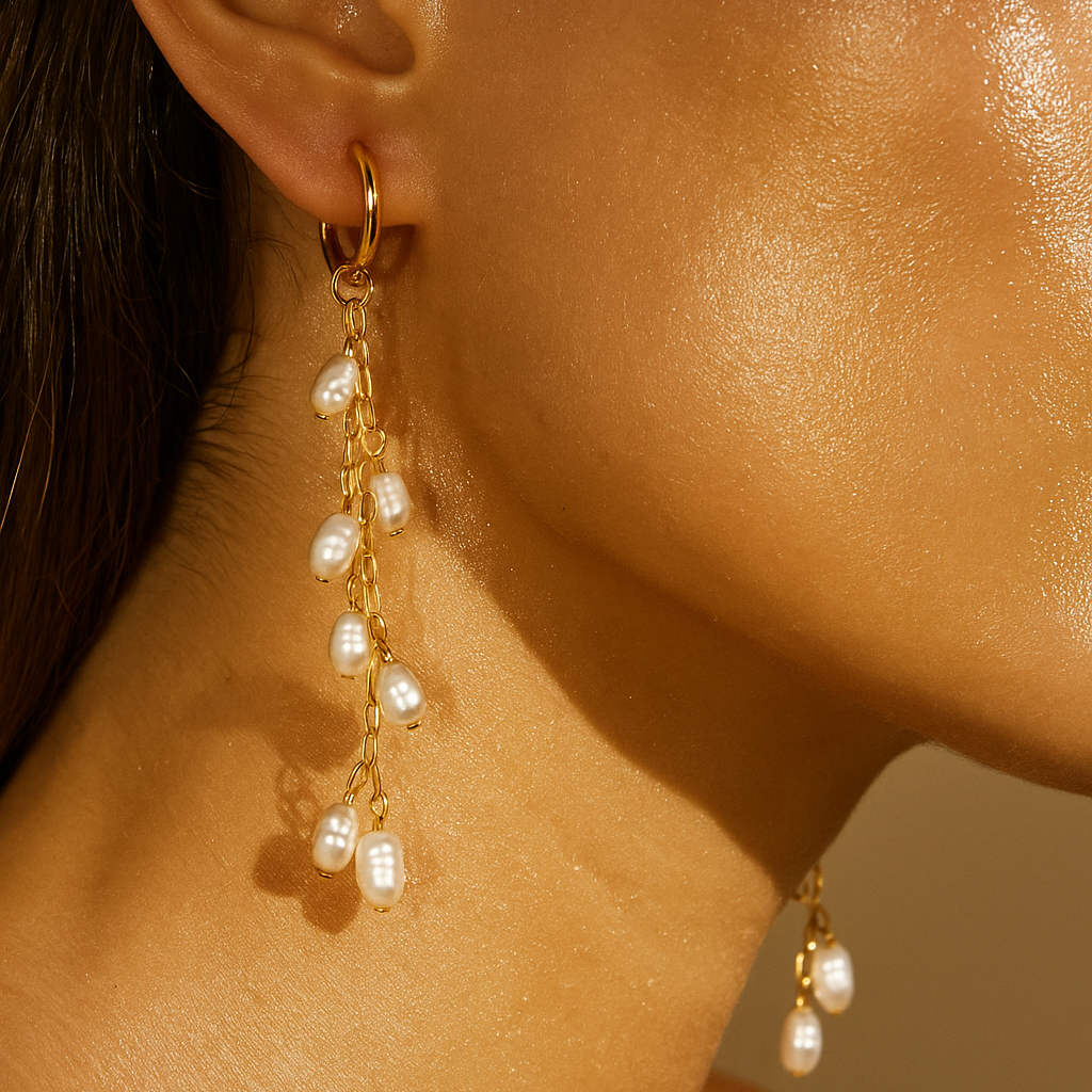 Theodora Mini Hoop Pearl Drop Earring