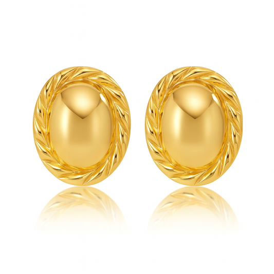Diana Twisted Oval Button Earring