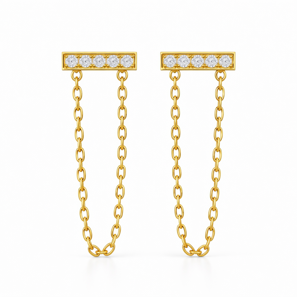 Nina Bar Chain Stud Earring