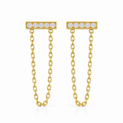 Nina Bar Chain Stud Earring
