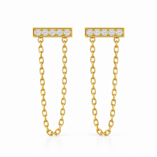 Nina Bar Chain Stud Earring