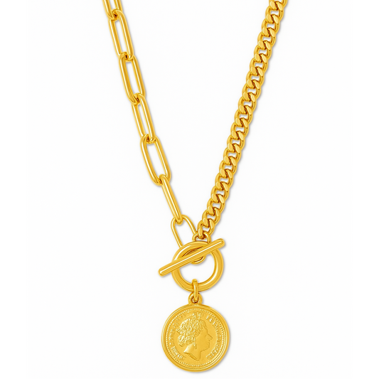 Stacie Toggle Chain Coin Necklace