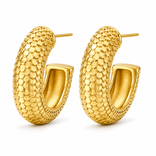 Nella Fish Scale Medium Hoop Earring