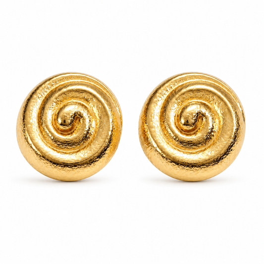 Heloisa Textured Spiral Button Earring