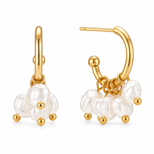 Chara Mini Hoop Pearl Earring