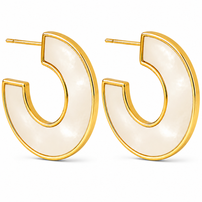 Dua Mother Of Pearl Medium Hoop Earring