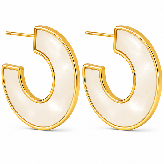 Dua Mother Of Pearl Medium Hoop Earring