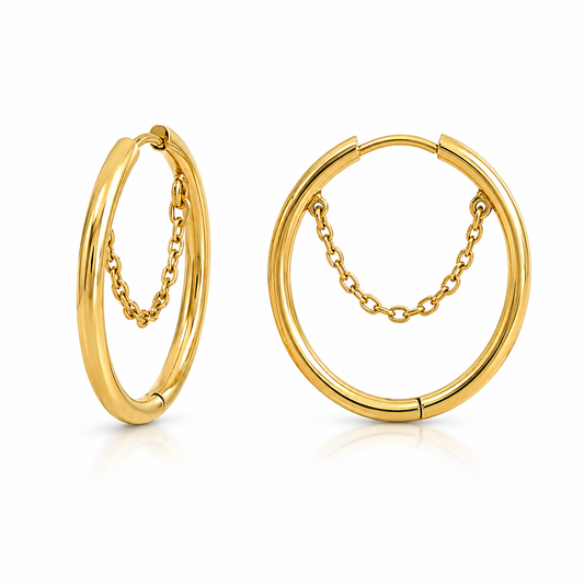 Pipa Medium Chain Hoop Earring