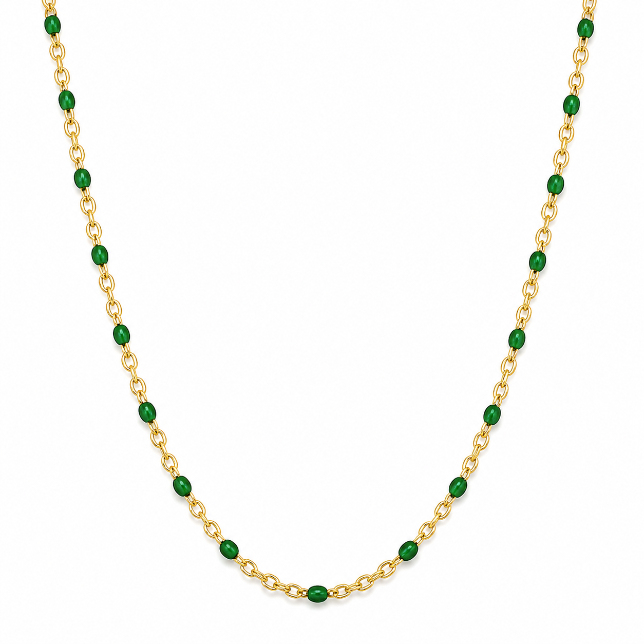 Evie Green Dainty Enamel Beaded Necklace