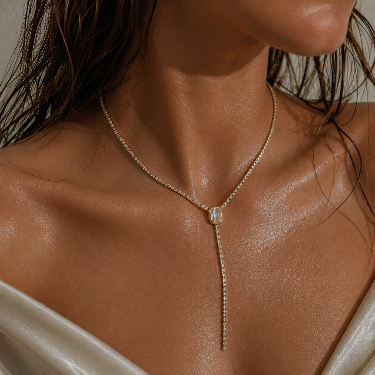 Isadora Radiant Tennis Lariat Necklace