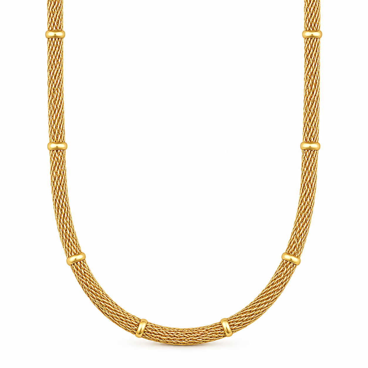 Cosette Beaded Round Mesh Chain Necklace