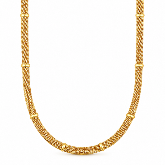 Cosette Beaded Round Mesh Chain Necklace