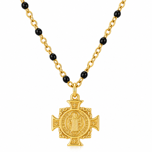 Zayla Cross Pendant Enamel Beaded Necklace