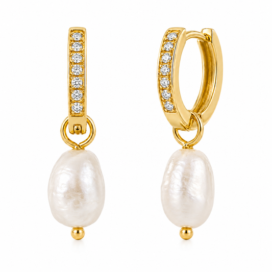 Georgie Huggie Hoop Pearl Earring