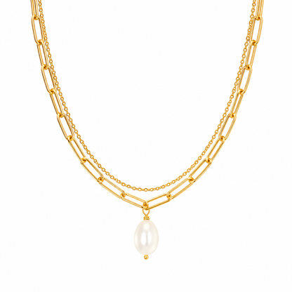Renee Double Chain Pearl Choker Necklace — Short Necklace